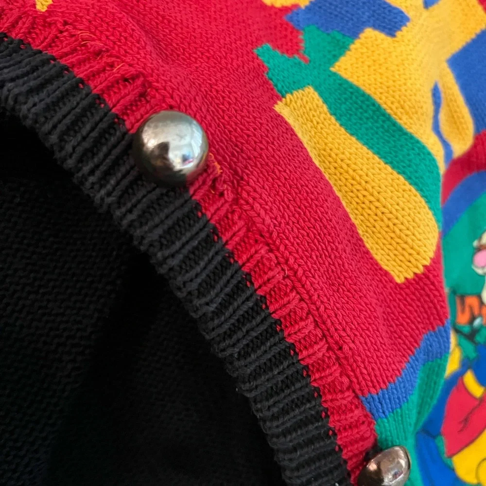 Colorful Holiday Sweater with Cartoon Characters - Picture 5 of 7